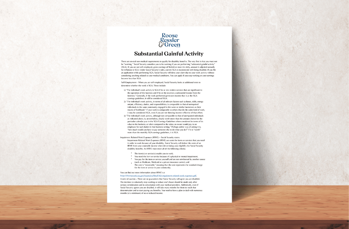 Substantial Gainful Activity Resource for more information